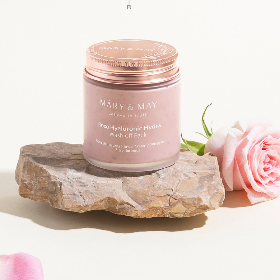 Mary & May Rose Hyaluronic Hydra Wash-Off Pack – увлажняющая смываемая маска с розой и гиалуроновой кислотой