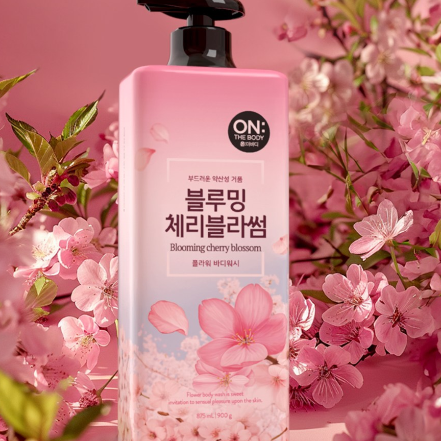 On the Body Flower Слегка кислотный парфюм-гель для душа с ароматом цветущей вишни, 900 мл, 1 шт (скидка-53%)