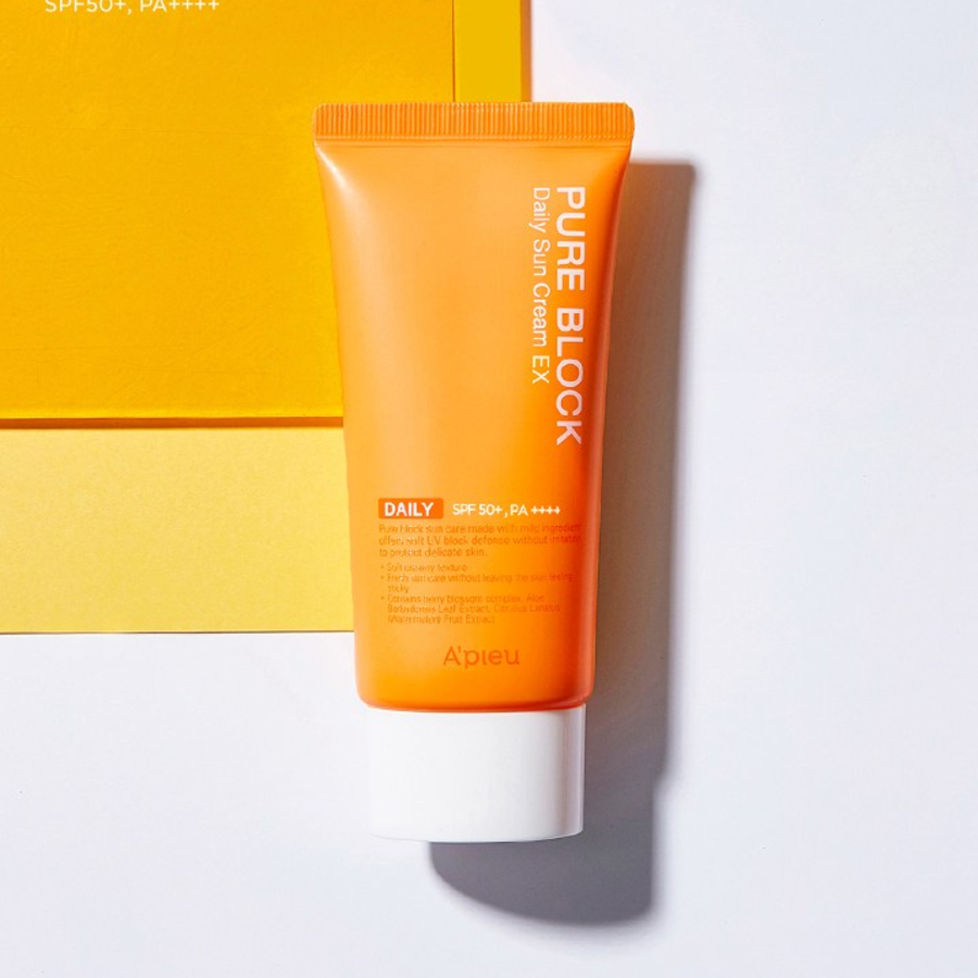 Apieu Pure Block Натуральный ежедневный солнцезащитный крем EX SPF50 PA++++, 100 мл, 1 шт. (скидка-43%)