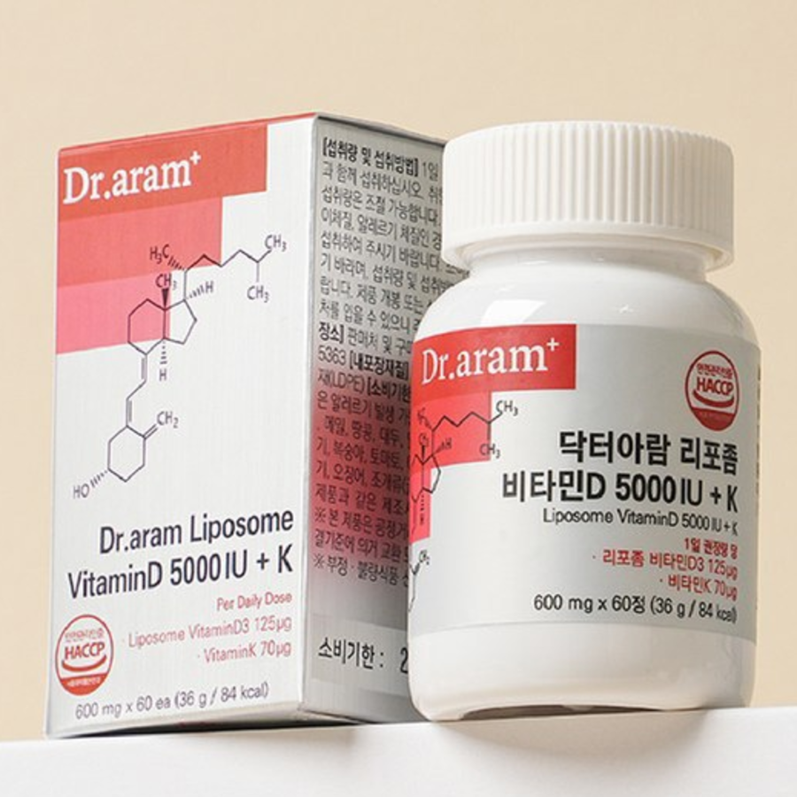 Dr. Aram Липосомальный витамин D 5000МЕ Витамин К 36г, 60 таблеток, 1 шт.