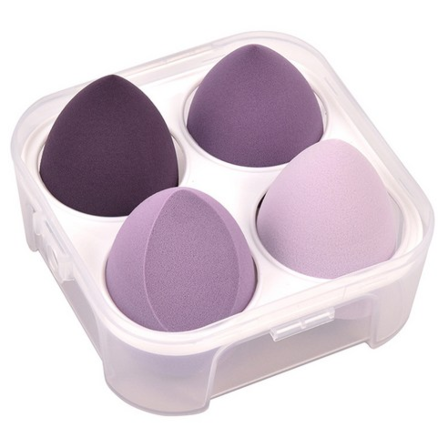 Спонжи для макияжа Titan Beauty Waterdrop Egg Puff, 4 шт. + набор в футляре, фиолетовый, 1 комплект(скидка-8%)