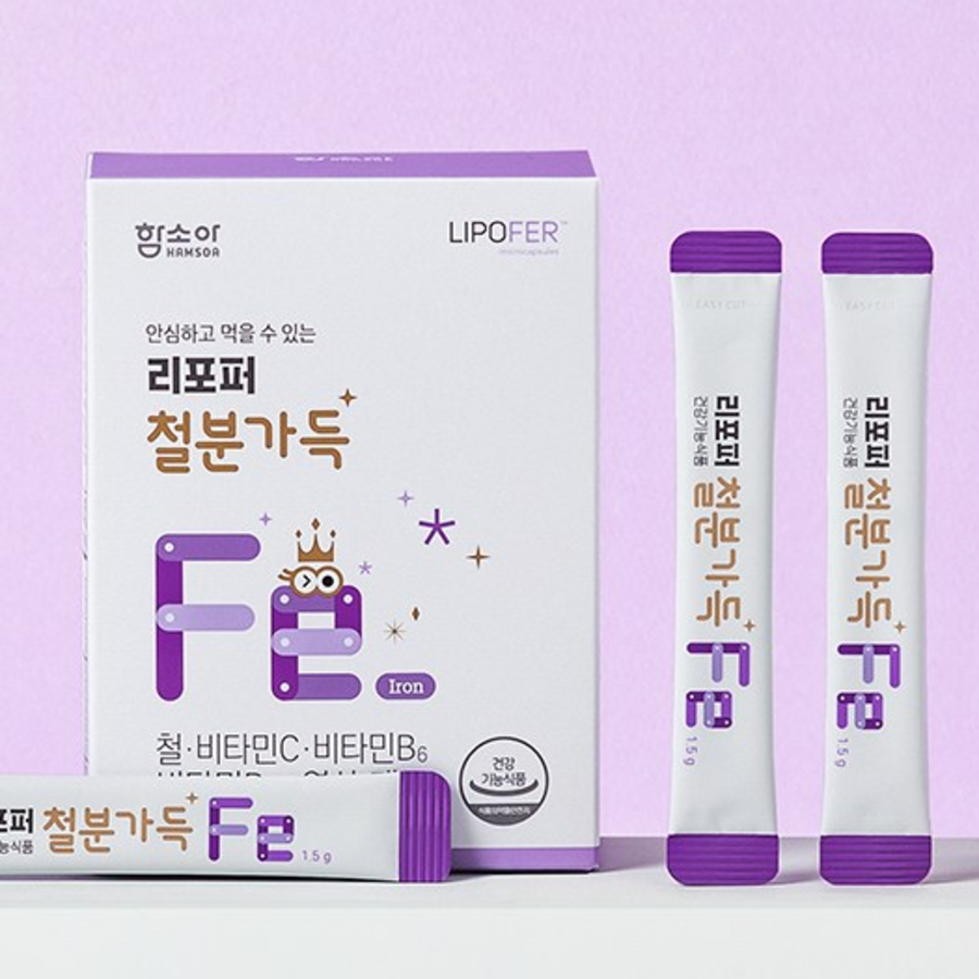 Hamsoa Lipoper Iron Full – это добавка с высоким содержанием железа для детей, 30 пакетиков (45 г)