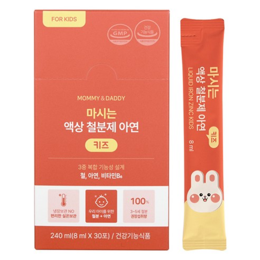 Mommy&Daddy Liquid Iron Plus Zinc Kids – жидкая добавка с железом и цинком для детей, 30 порций, 240 мл