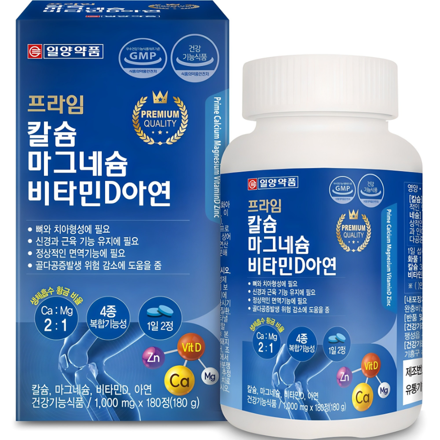 IlYang Pharm Prime Calcium Magnesium Vitamin D Zinc – комплекс для здоровья костей и суставов, 180 таблеток