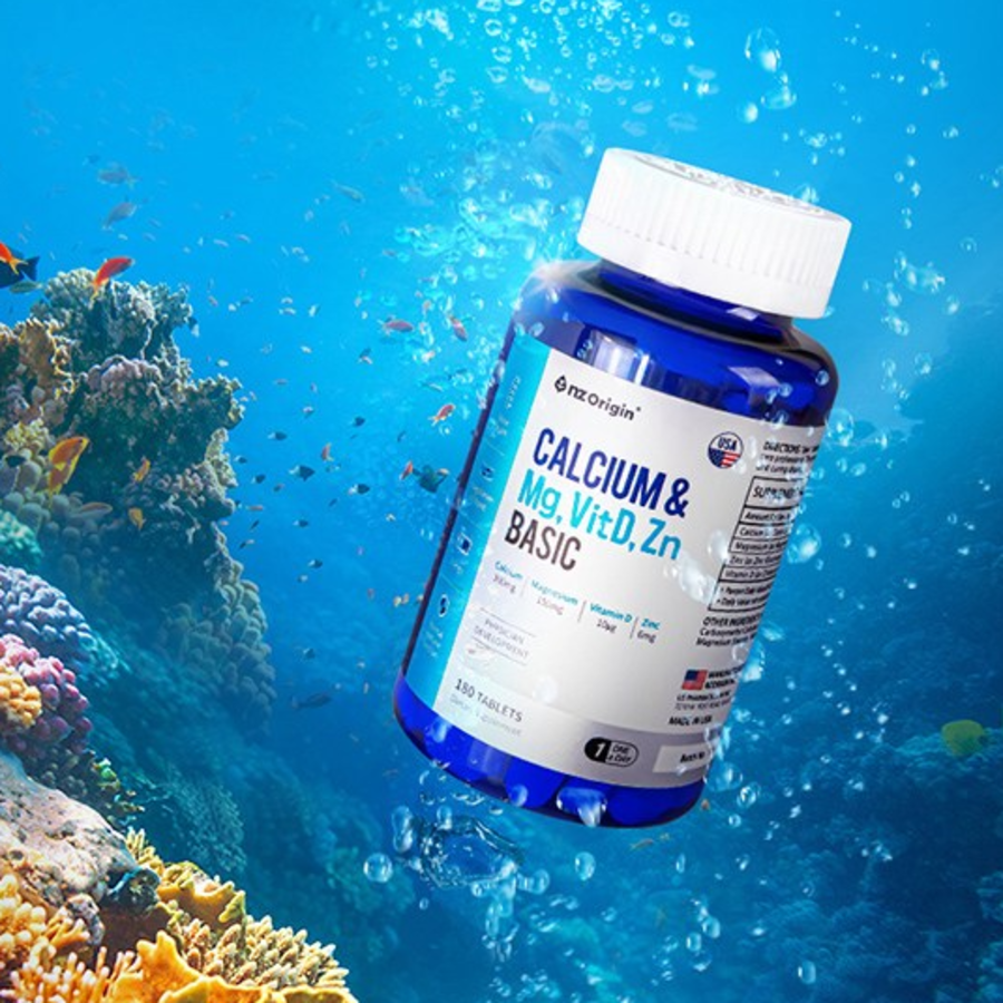 NzOrigin Calcium & Magnesium Vitamin D Zinc Basic – комплекс для здоровья костей и суставов, 180 таблеток, 234.9 г
