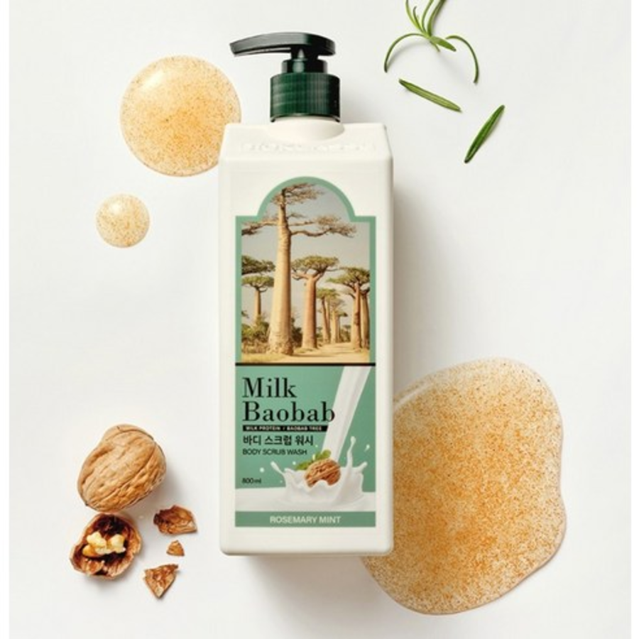 Milk Baobab Body Scrub Wash Rosemary Mint – скраб для тела с ароматом розмарина и мяты, 800 мл
