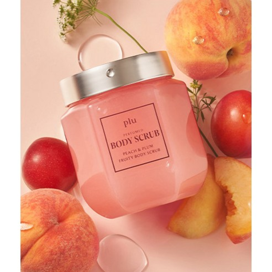 Plu Fruity Perfumed Sugar Body Scrub Peach & Plum – скраб для тела с ароматом персика и сливы, 500 г