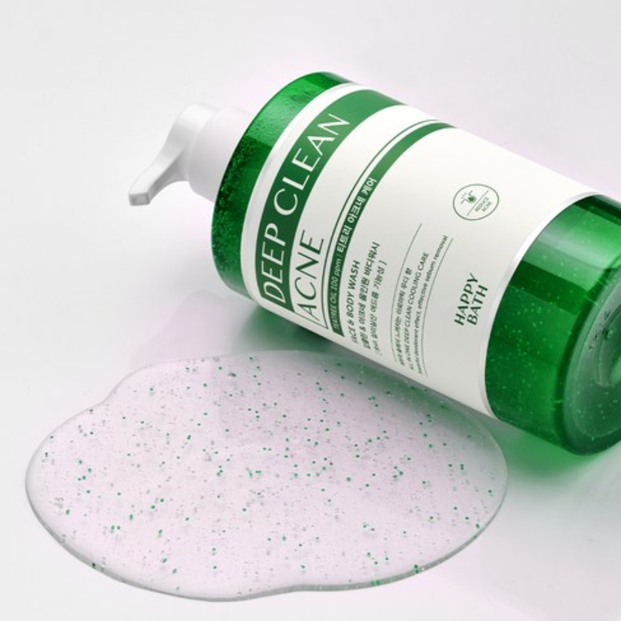 Happy Bath Deep Clean Tea Tree Acne Care All-in-One Body Wash Woody Herb Scent – очищающее средство для тела с чайным деревом и уходом от акне, 500 мл