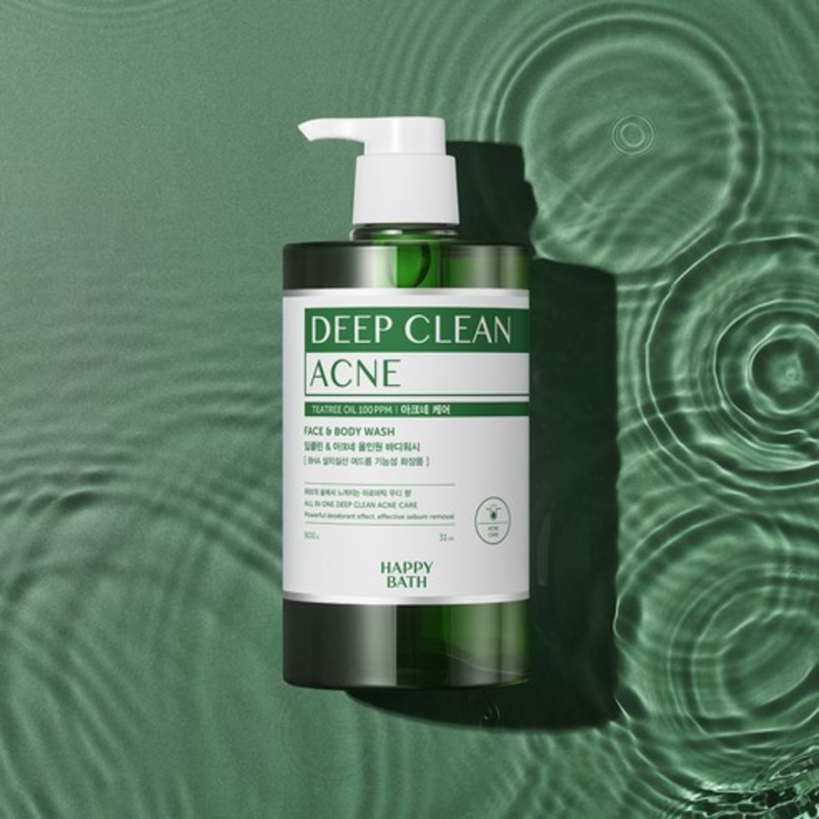 Happy Bath Deep Clean Tea Tree Acne Care All-in-One Body Wash Woody Herb Scent – очищающее средство для тела с чайным деревом и уходом от акне, 500 мл