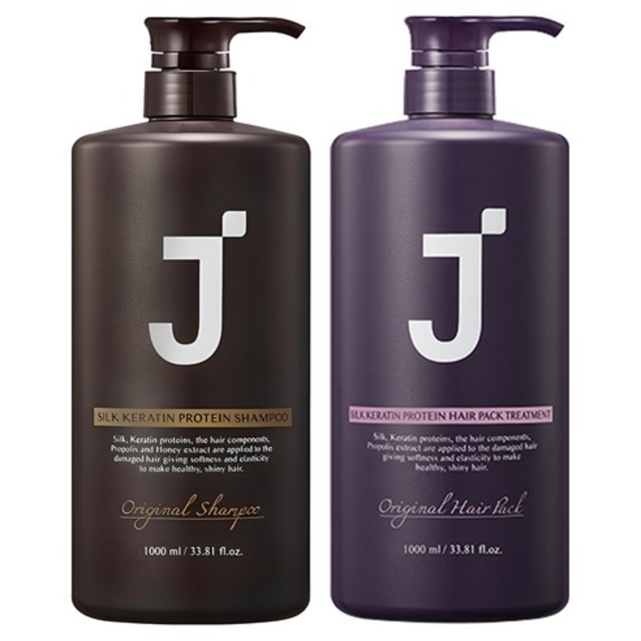 J. Soop Silk Keratin Protein Shampoo 1000ml + Hair Pack Treatment 1000ml – Шампунь с шелковым кератином и маска для волос, 1000 мл + 1000 мл