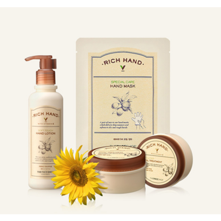 THE FACE SHOP Rich Hand V Soft Touch Hand Lotion – питательный лосьон для рук с эффектом "мягкого касания", 200 мл