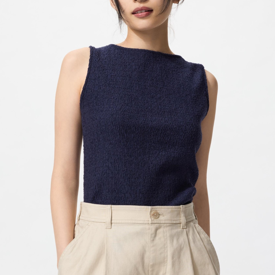 UNIQLO – футболка Shirring Boat Neck T-Shirt (Sleeveless)