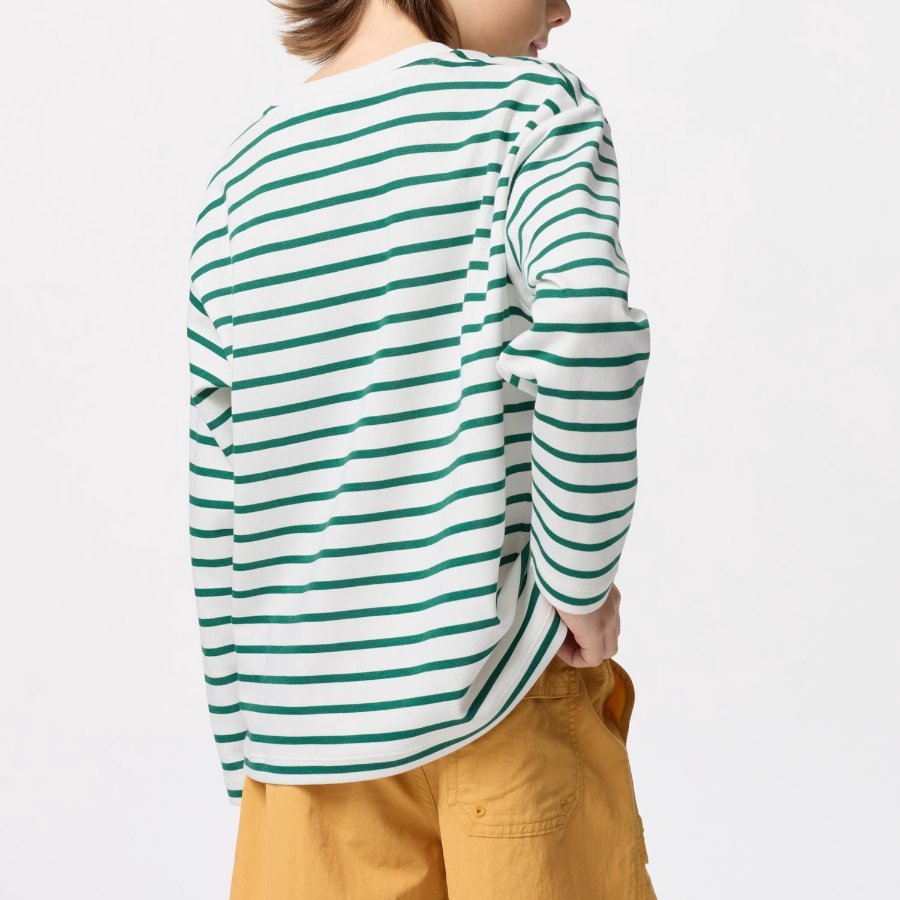 Детская футболка KIDS AIRism Cotton Crew Neck T (Long Sleeve) Border