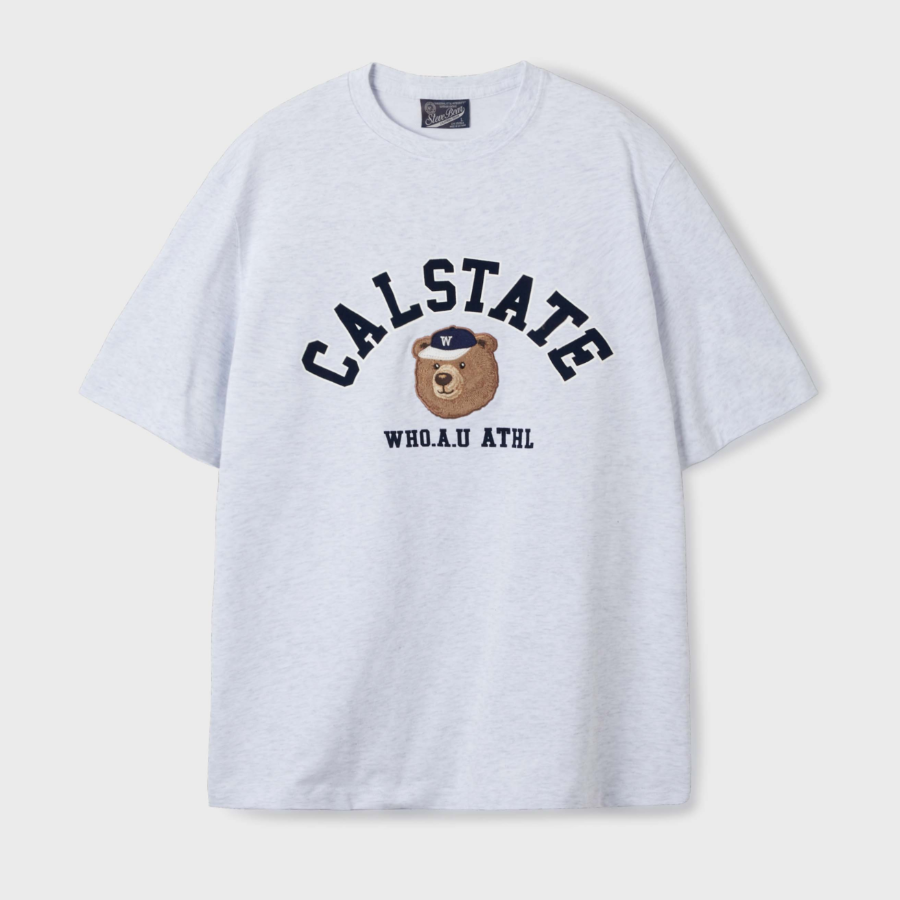 WHO.A.U – футболка Steve Campus Arch Letter T-shirt [B]