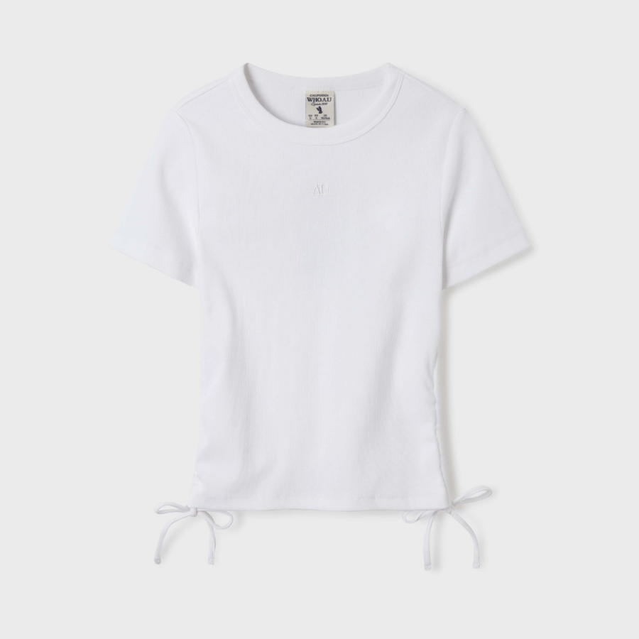 WHO.A.U — футболка Ribbed Shirring T-Shirt