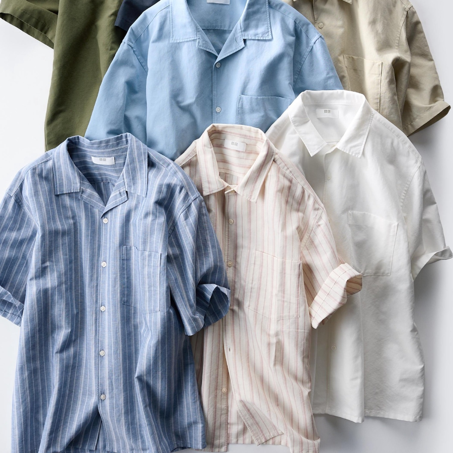 UNIQLO Cotton Linen Shirt (Short Sleeve, Stripe)