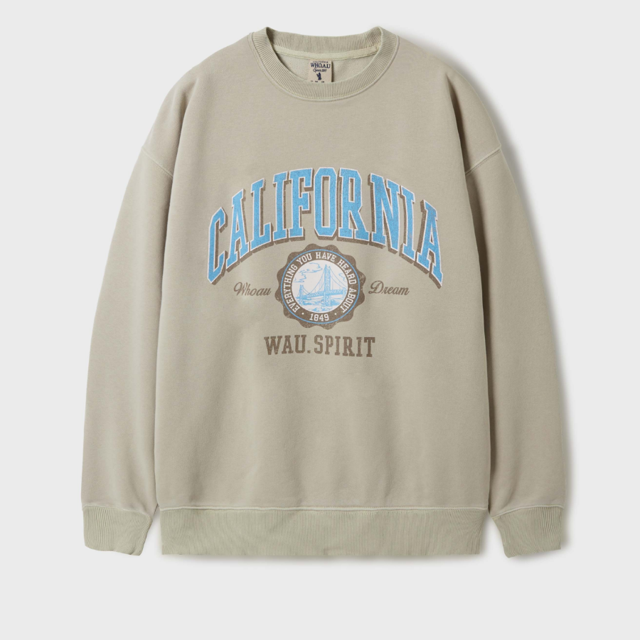 WHO.A.U Garment Dyed Graphic Sweatshirt