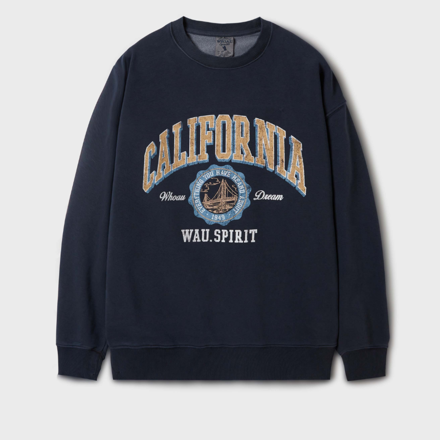 WHO.A.U Garment Dyed Graphic Sweatshirt