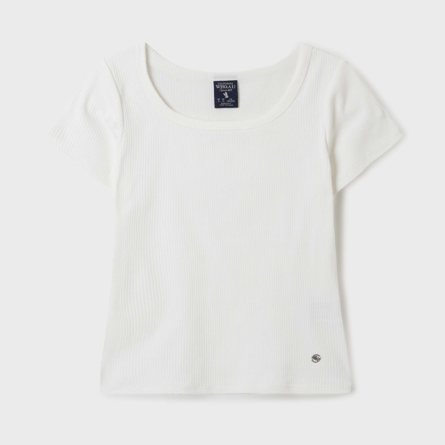 WHO.A.U — футболка Ribbed Square Neck T-shirt