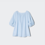 Uniqlo – блузка Linen Blend Volume Sleeve Blouse (короткий рукав)
