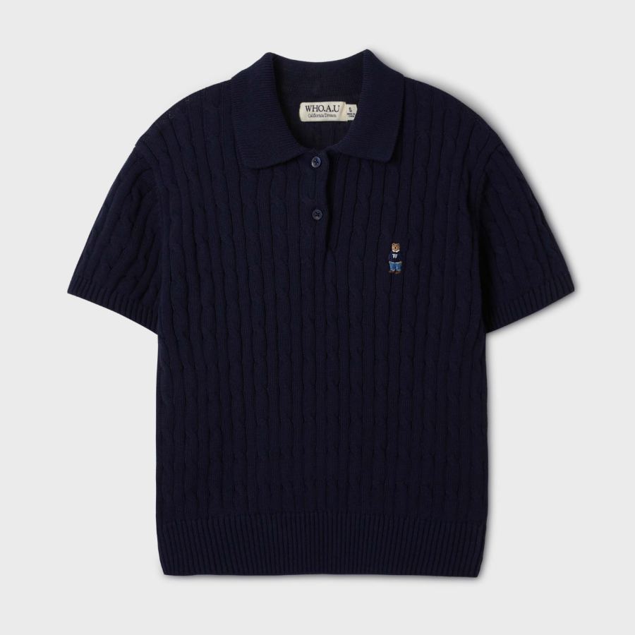 WHO.A.U — свитер Steve Collar Cable Short Sleeve Sweater