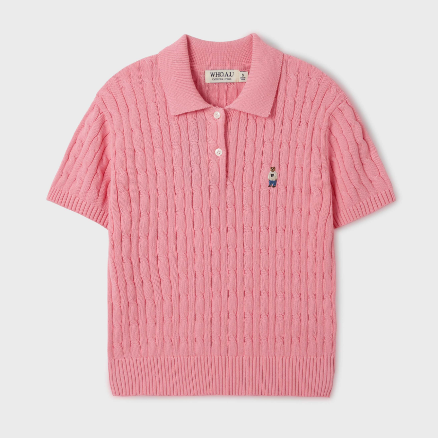 WHO.A.U — свитер Steve Collar Cable Short Sleeve Sweater