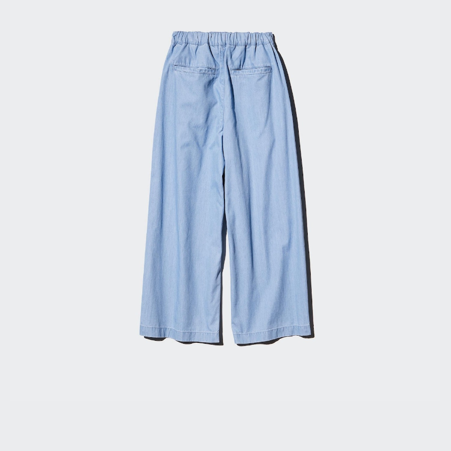 UNIQLO GIRLS Tuck Wide Pants (Chambray)