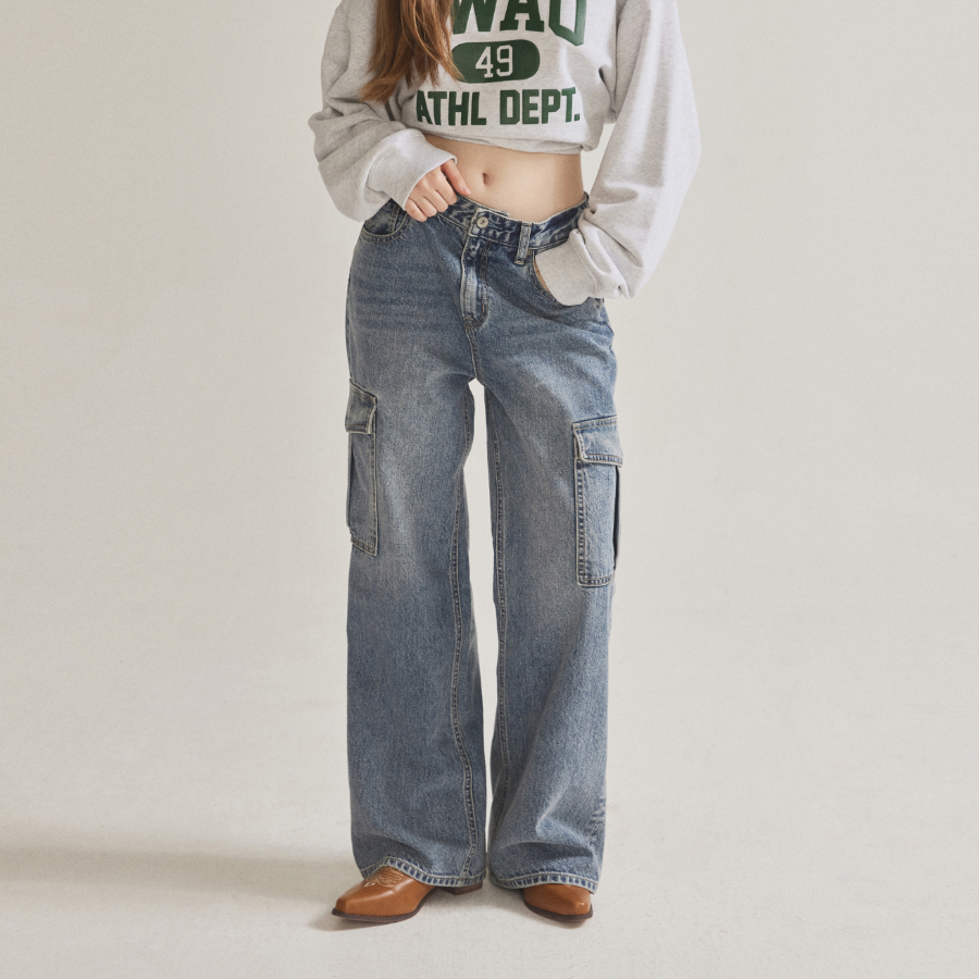 WHO.A.U — женские джинсы в стиле карго Cargo Denim Pants (F)