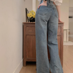 High-Waist Three Pintuck Long Wide Slacks