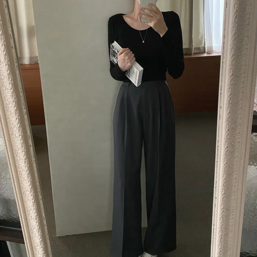 Bella Pintuck High-Waist Slacks