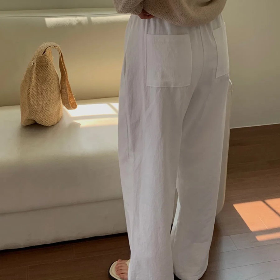 Базовые широкие хлопковые брюки на резинке Essential Wide Cotton Banding Pant