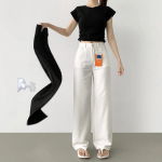 Летние широкие льняные брюки с хлопком и задней резинкой Linen Cotton Cooling Wide Pants