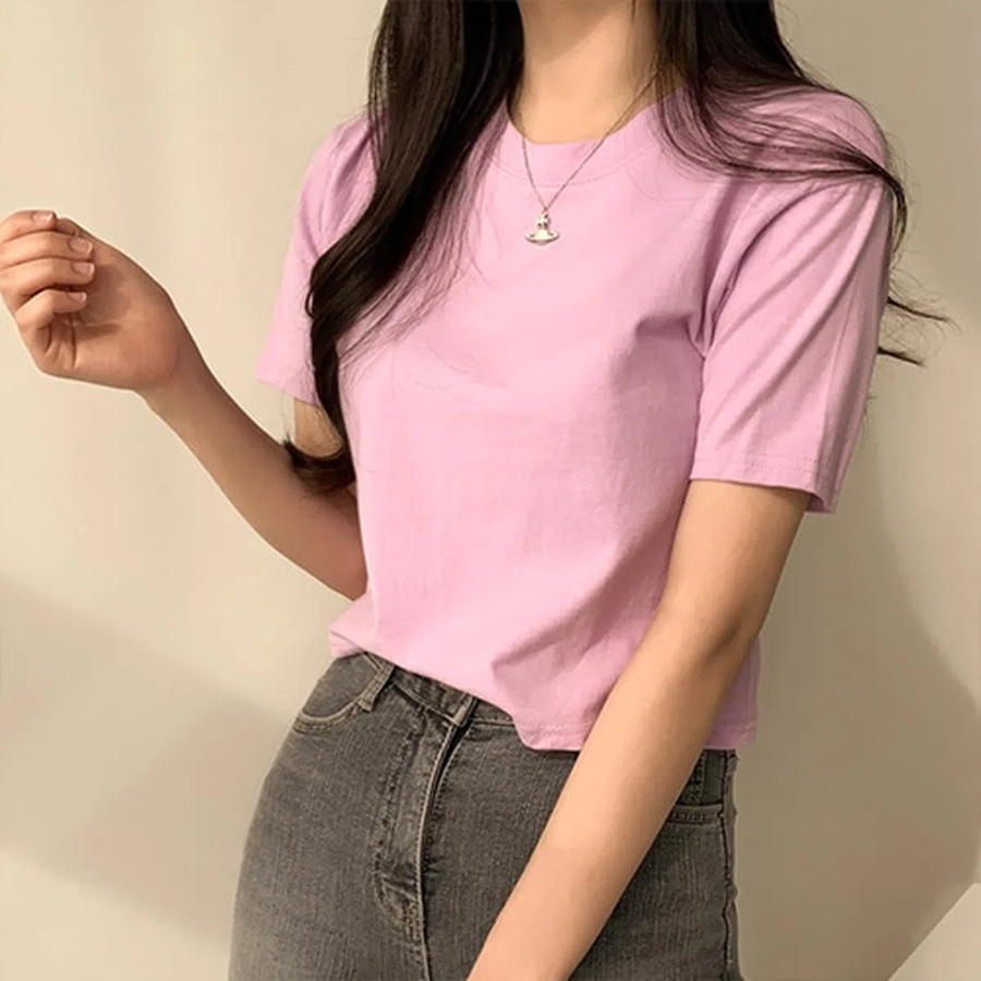Sherbet Semi-Cropped Short Sleeve T-Shirt