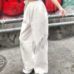 Хлопковые ажурные широкие брюки с резинкой Cotton Punching Lace Wide Banding Pants