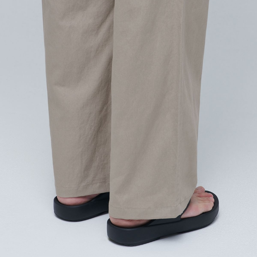 Cotton Linen One Tuck Wide Pants [Beige]