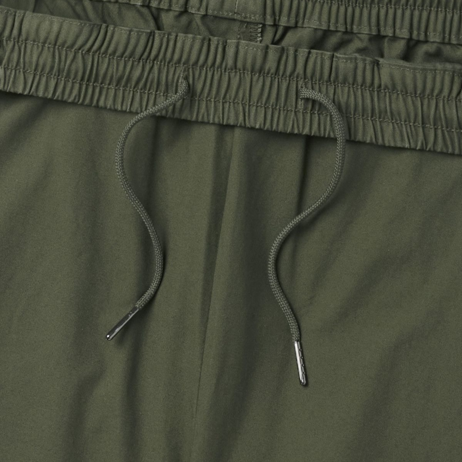 Cotton Loose Tapered Banding Pants [Khaki]