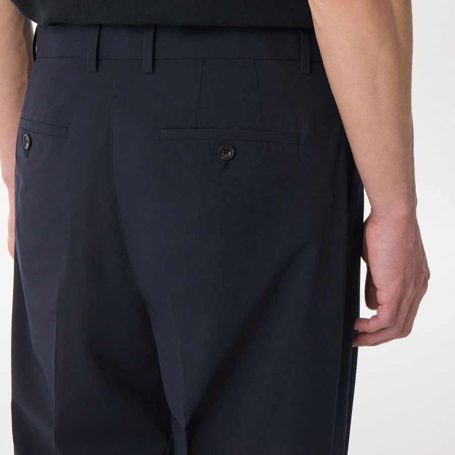 [Cooltandard] Real Wide Hidden Banding Slacks [Navy]