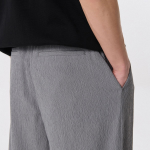 Crinkle One-Tuck Wide Banding Pants [Gray]