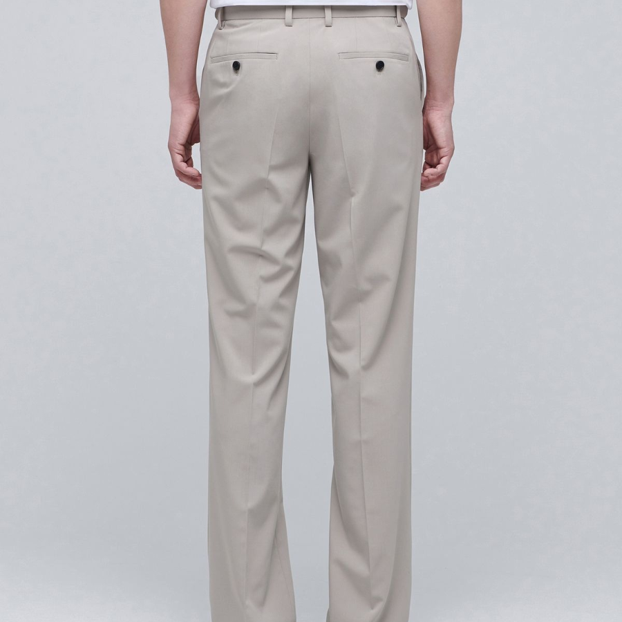 [Cooltandard] Semi Wide Hidden Banding Slacks [Light Beige]