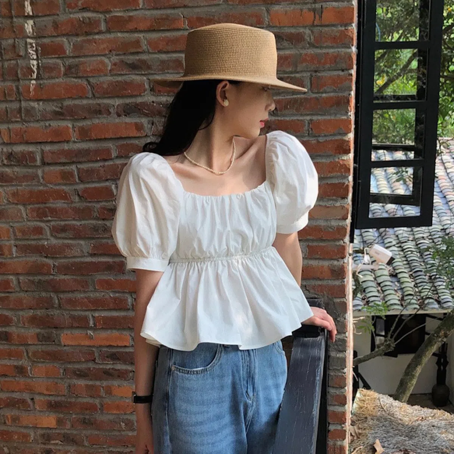 Shirring A-Line – блузка Peplum Flare Crop Blouse