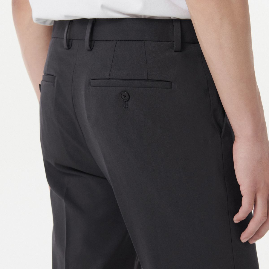 [Cooltandard] Tapered Hidden Banding Crop Slacks [Gunmetal]