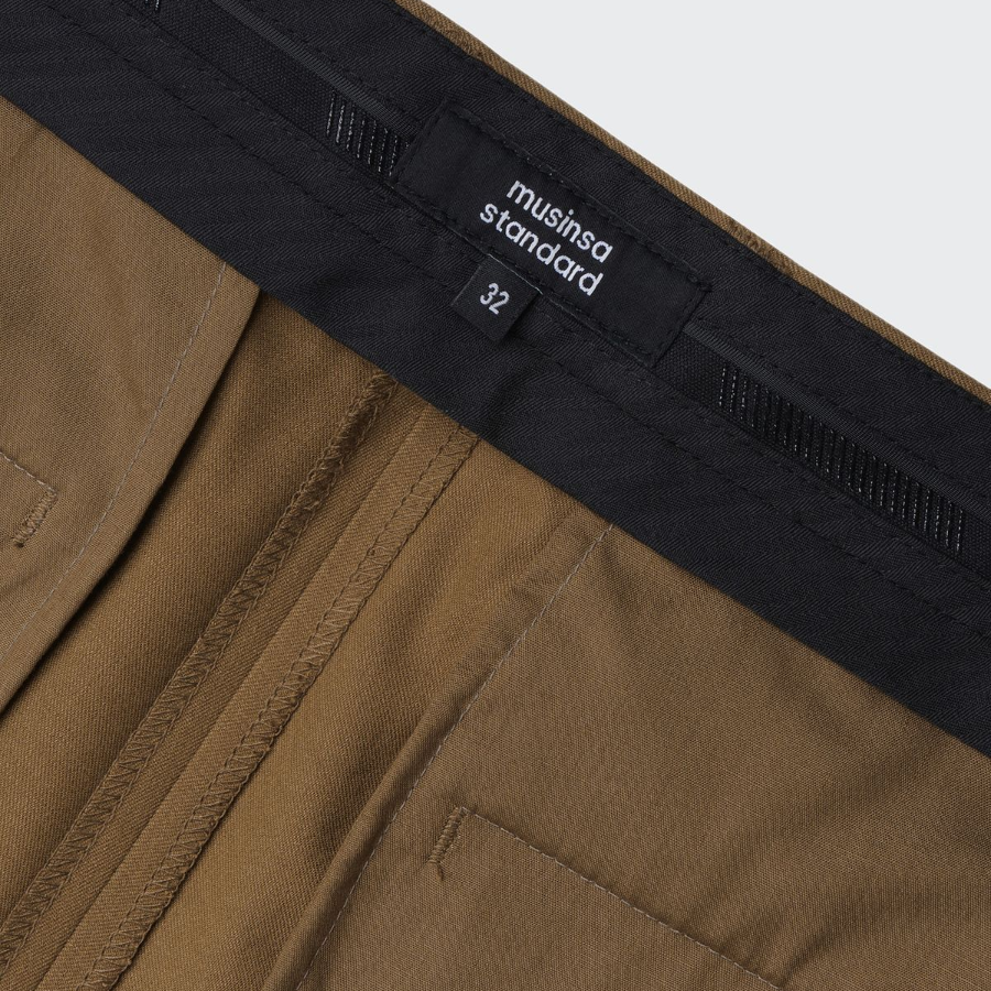 [Cooltandard] Tapered Hidden Banding Crop Slacks [Camel]
