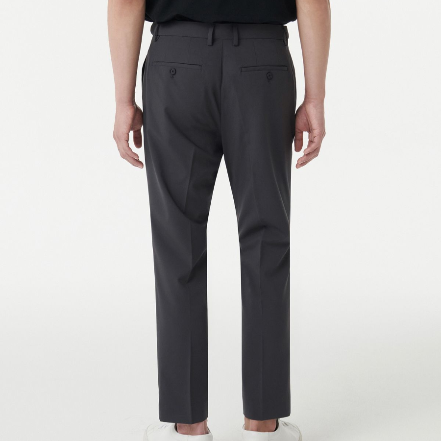 [Cooltandard] Relaxed Tapered Hidden Banding Crop Slacks [Gunmetal]