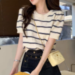 SOFT STRIPE – Loose Fit Short Sleeve Knit Tee