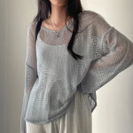 ROUND PUNCHING – Oversized See-Through Mesh Knit Tee