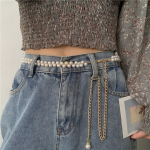 Double Pearl Chain Belt — изящный пояс-цепочка с двойным рядом жемчуга для платьев и юбок