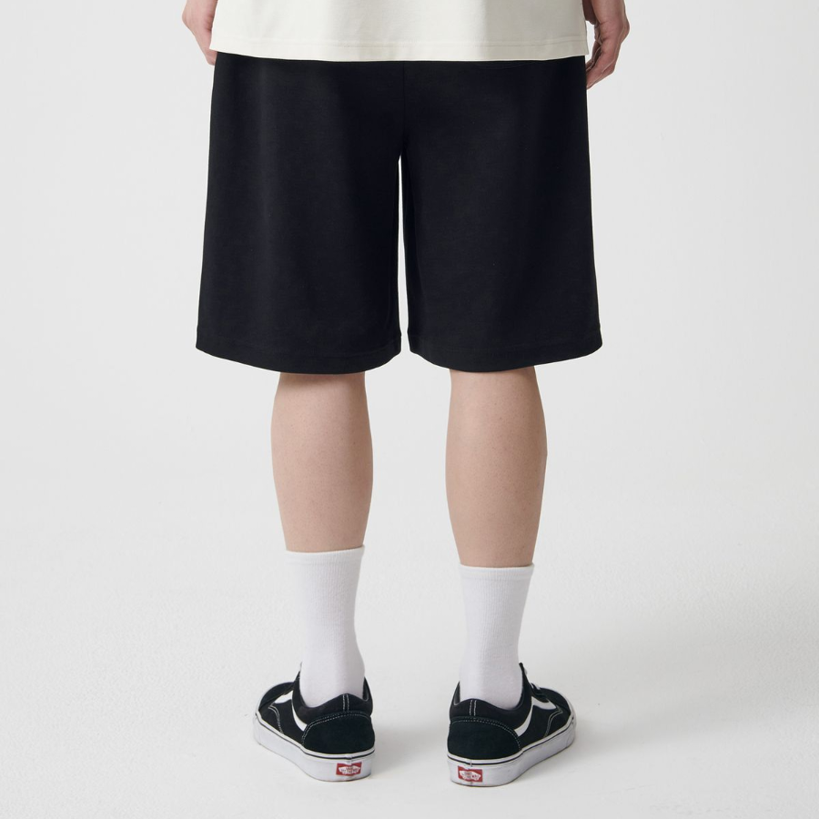 Double Knit One-Tuck Wide Sweat Shorts [Black]