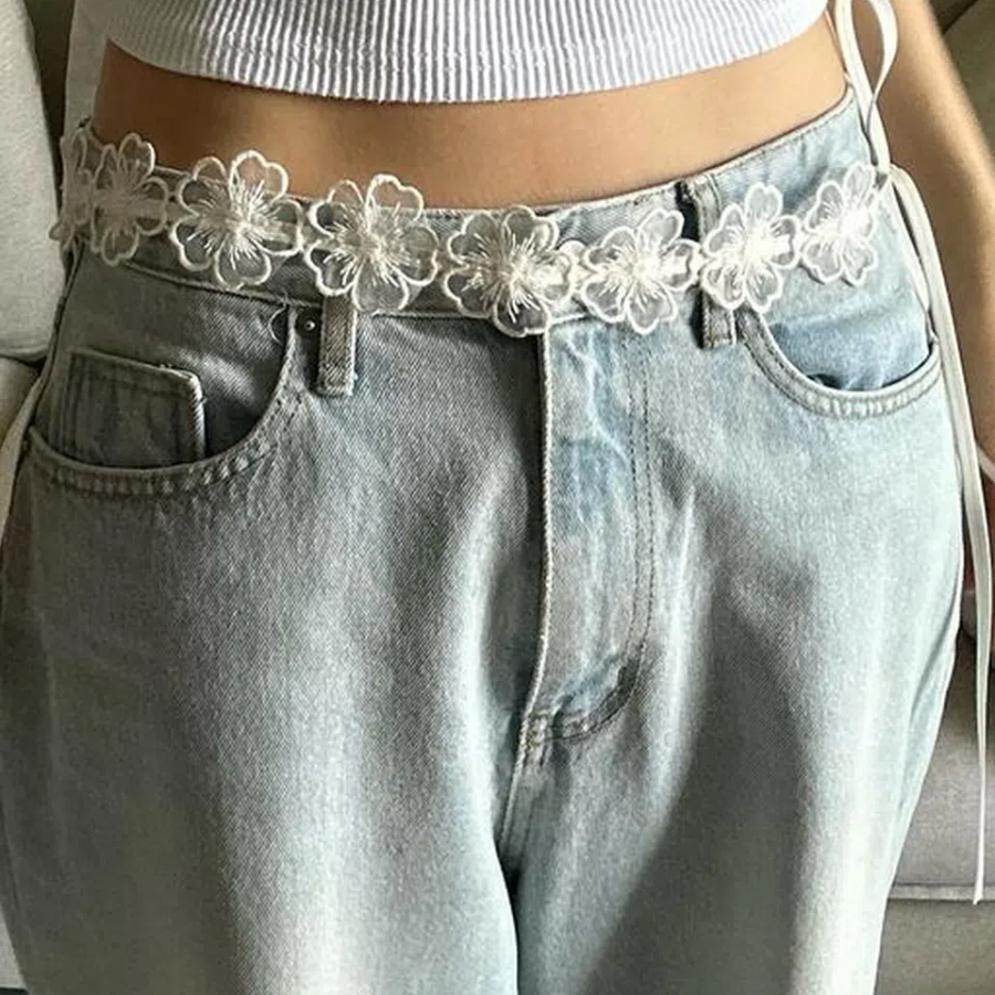 Lace Flower Embroidery Belt — кружевной пояс с вышивкой и лентами