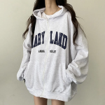 Merry Lettering Oversized Hoodie Zip-Up