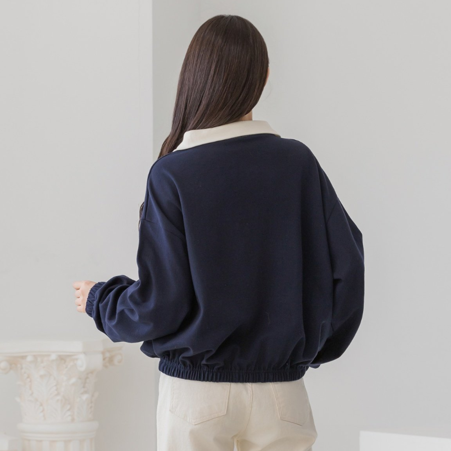 Lovely – свитшот Button Big Collar Contrast Sweatshirt